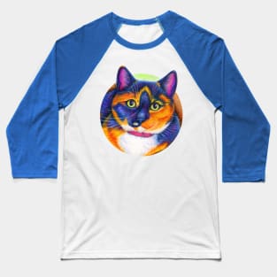 Colorful Calico Cat Baseball T-Shirt